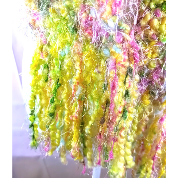 Pastel Winter Scarf Rectangle 54 X 5" Heavy Pink Yeoole Metallic Silver Threads - Picture 3 of 7